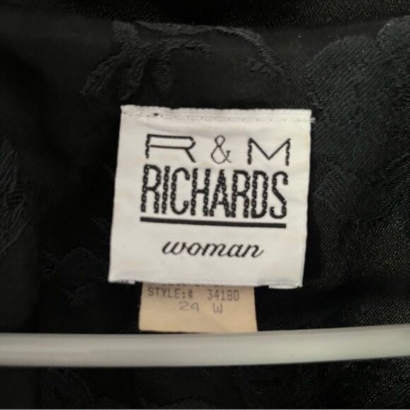 Black Long Length Chinese Style Button Down Embroidered Coat with Pants, 24W - Picture 3 of 12